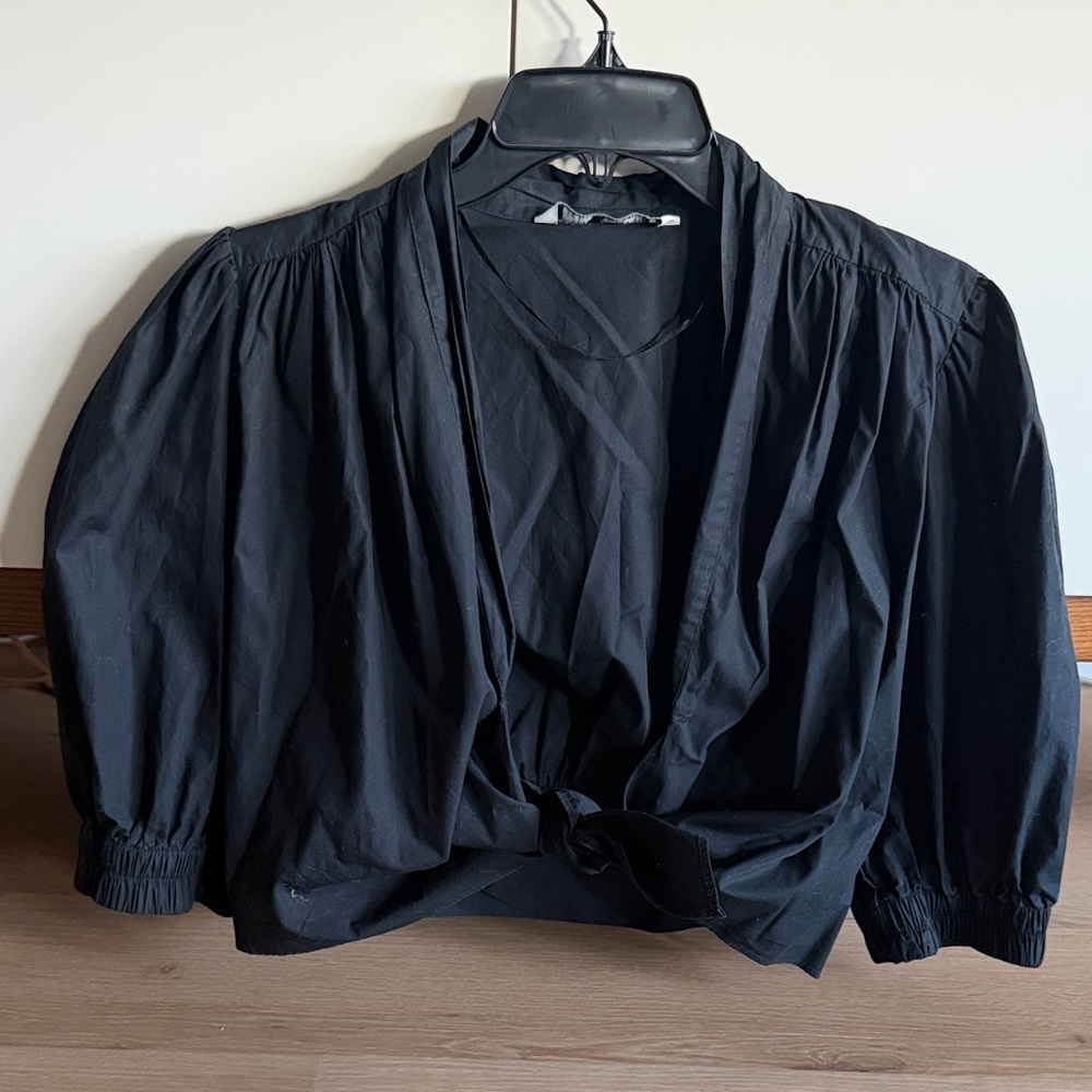 Women’s Tie Front Black Top